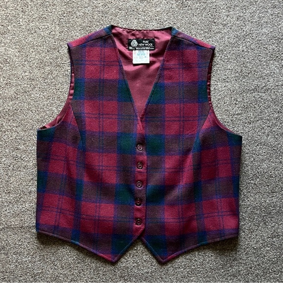 Ben Nevis British Pure New Wool Plaid Vest V Neck Button Up Women’s US 14 / Med - Picture 1 of 8